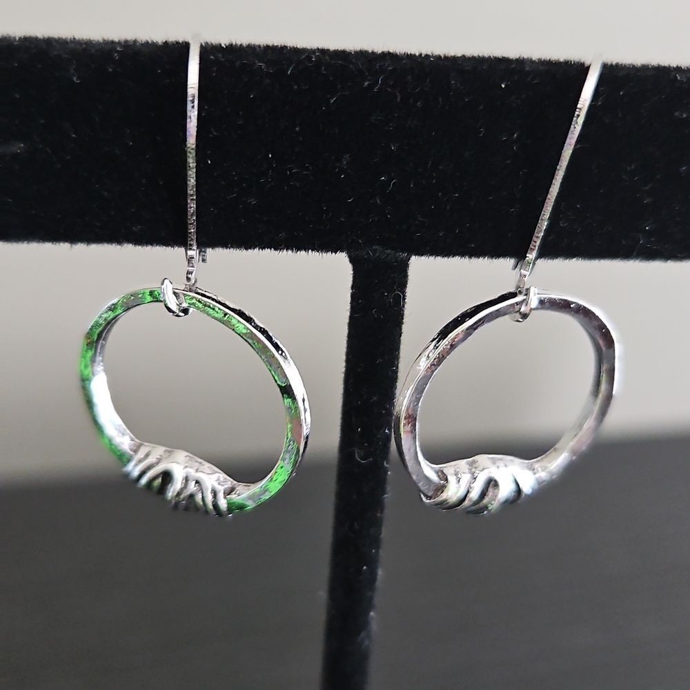 NWOT Silver Hoop Earrings - Picture 4 of 4